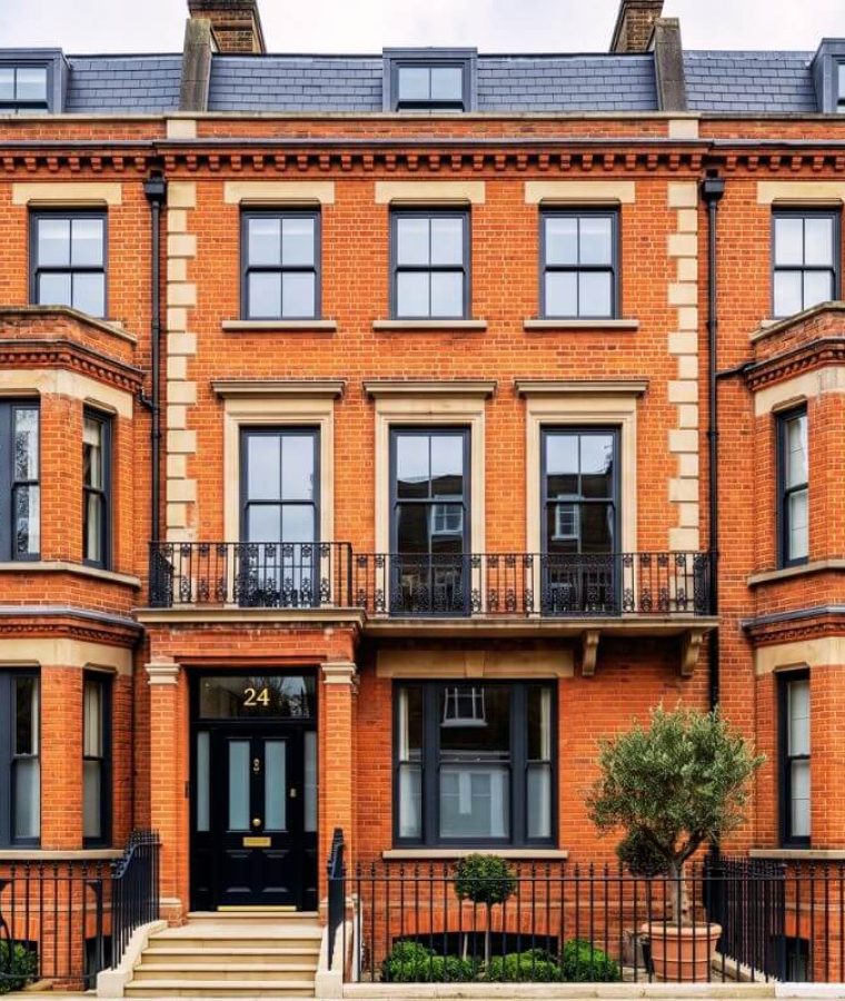 Full sash window refurbishment London – Victorian terrace windows sprayed in anthracite grey satin finish